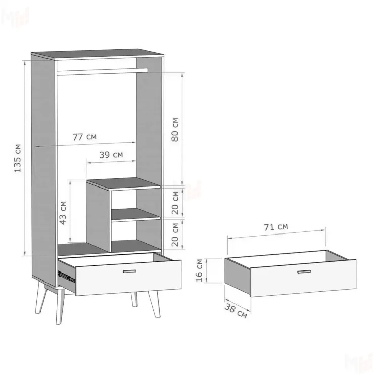 Шкаф для одежды Калгари гостиная