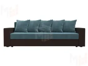Диван прямой Дубай Лайт полки слева ( Бирюзовый\Коричневый )