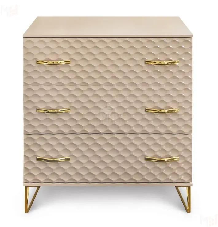 Комод Lara 3 ящика бежевый глянец