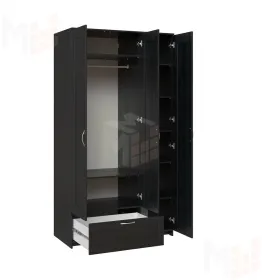 Шкаф Сириус 3 двери с зеркалом 1 ящик, венге (высота 220 см)