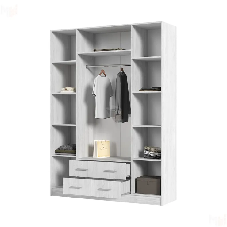 Шкаф 4-х створчатый с ящиками Квадро (ясень анкор светлый)