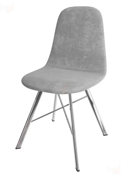 Стул Кассиопея (велюр серый, ноги хром)