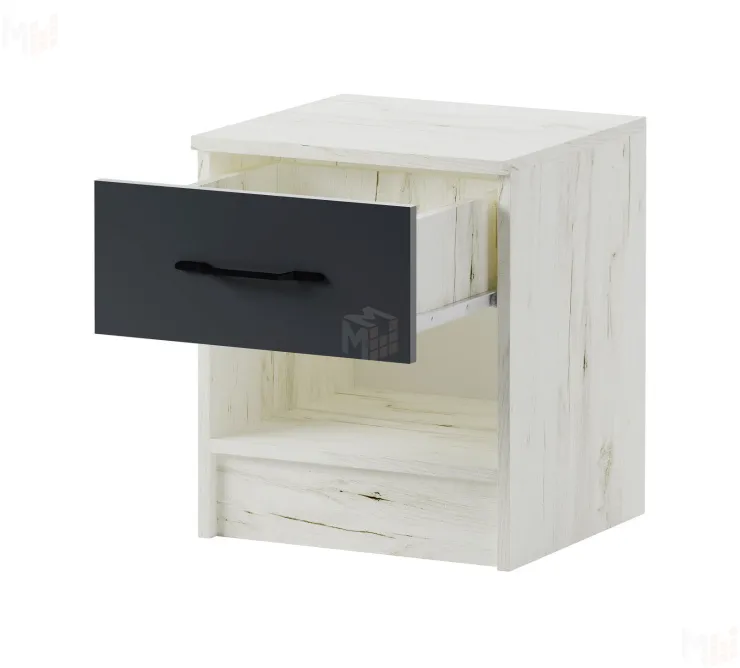 Тумба прикроватная  Беатрис Дуб  Крафт белый-Антрацит