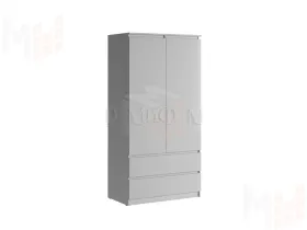 Шкаф Челси 2-х ств с антресолью (белый/белый глянец)