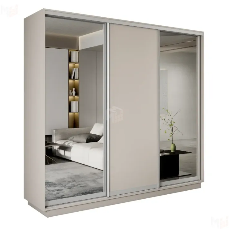 Шкаф-купе Экспресс трио (2 зеркала) 2100 Кашемир