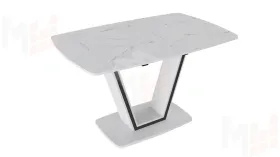 Стол обеденный Дели Тип 1 Белый глянец, Стекло матовое белый мрамор