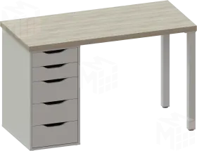 Стол письменный Ингар 1/5Т дуб беленый / белый