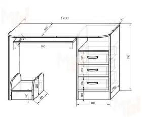 Кровать-чердак Фанки Кидз 3/1 + письменный стол 13/1СВ