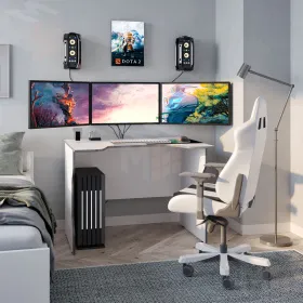 S00586 ВАРДИГ К2 стол компьютерный 100x75x82, белый/серебристый