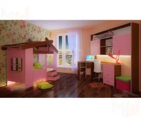 Кровать Домик для детей + игровая горка 13/18СВ