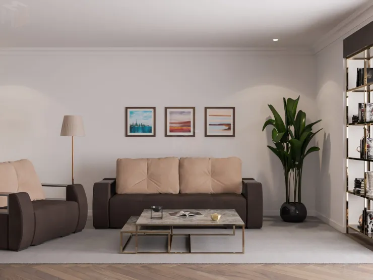 Диван еврокнижка Мальтида коричневый Luna 092 + подушки бежевый Luna 061