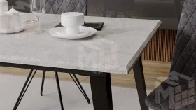 Стол обеденный Равенна Тип 1 Черный муар, Белый бетон