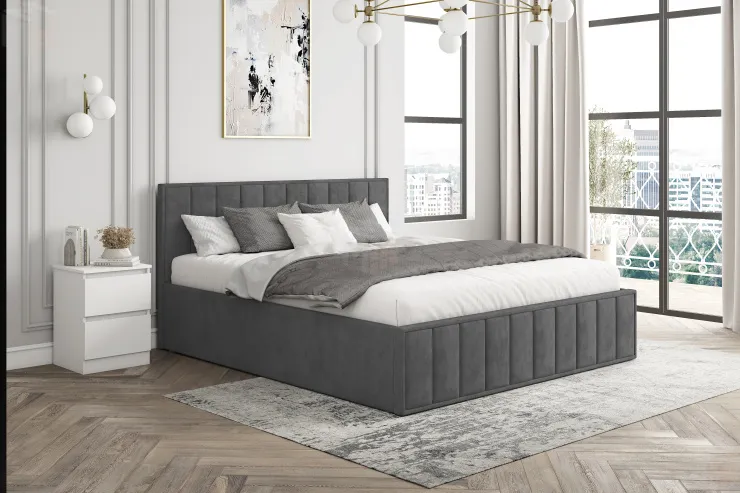 Мягкая кровать Лана 1,8 с подъемным механизмом (графит велюр)