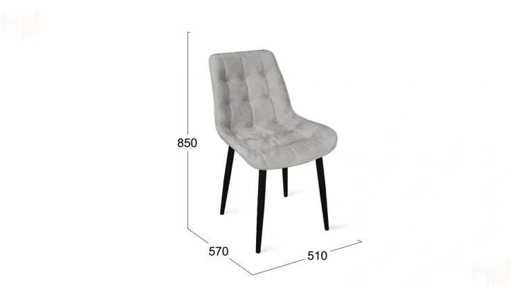 Стул BOSTON Черный муар, Велюр V004 светло-серый