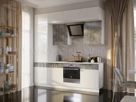 Кухонный гарнитур Оливия 2,4 (белый глянец/мрамор глянец)