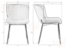 Стул обеденный DOBRIN MILO (черные ножки, белый букле (UF992-01))