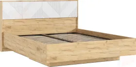 Ирис Кровать парящая 1,6м с ПМ с подсветкой (Браш Вайт/Дуб Крафт, Дуб Крафт)