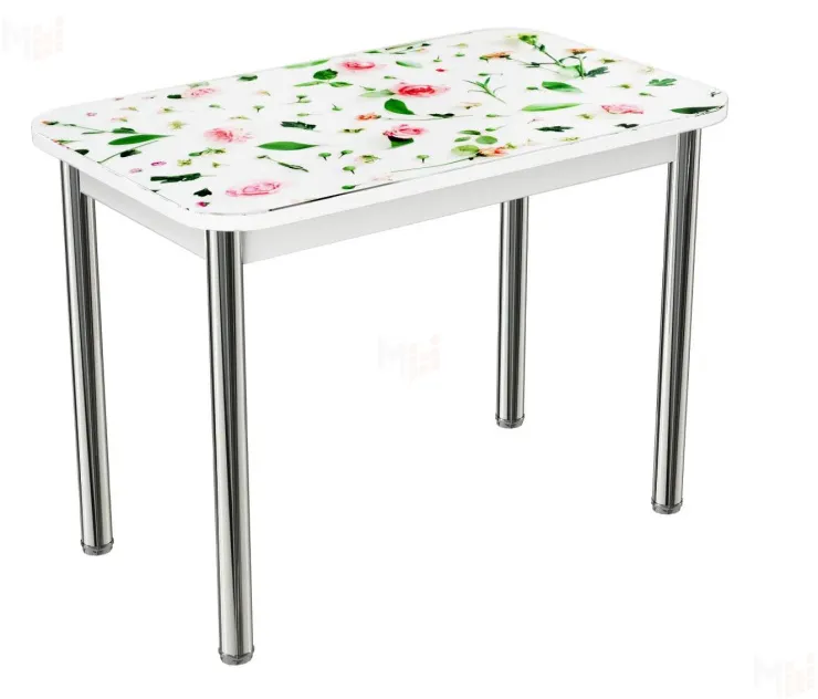 Стол прямоугольный с фотопечатью Цветы, ноги прямые