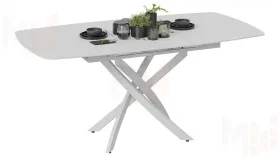 Стол обеденный раздвижной Манхеттен Т1 Белый муар, Стекло матовое белое
