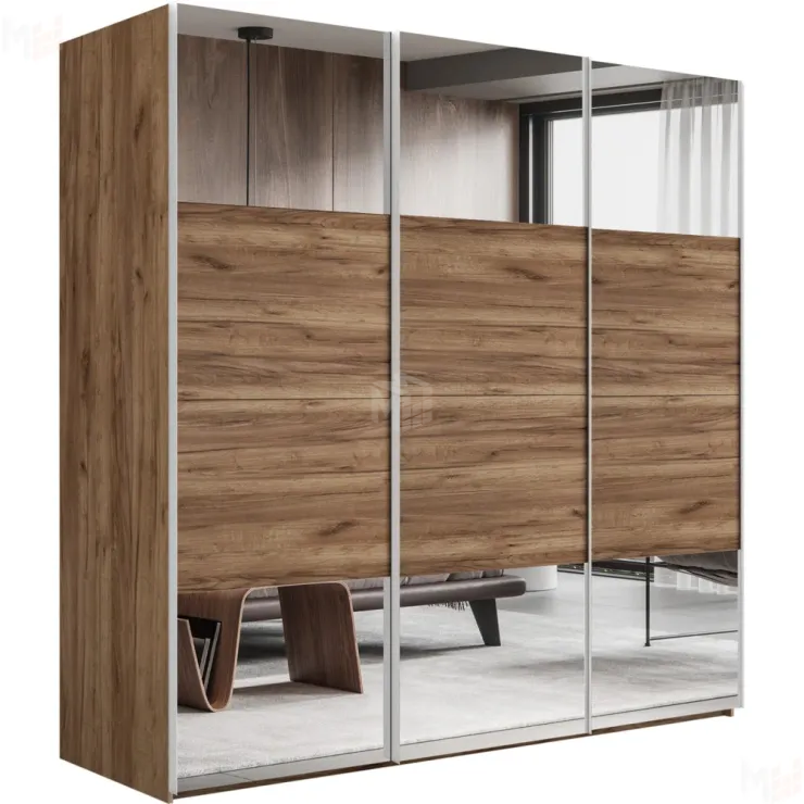 Шкаф-купе Эста 3-х дверный Комби (6 Зеркал / 6 ЛДСП)  270 см.