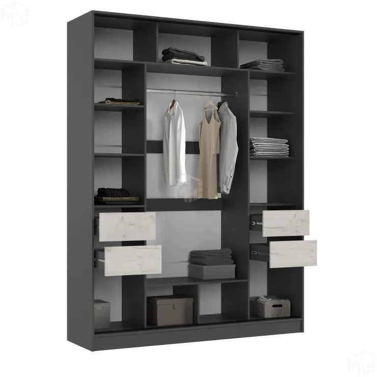 Шкаф-купе Роджина (графит/дуб крафт белый)