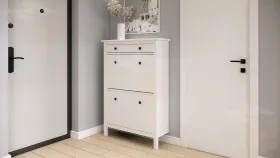 Тумба для обуви из массива Кымор 89 с ящиком, белая