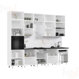 Кухня Рио NEW 3,0м (490) комп №2 (Бетон светлый/Дуб Крафт Белый, Белый (Кастилло темный)