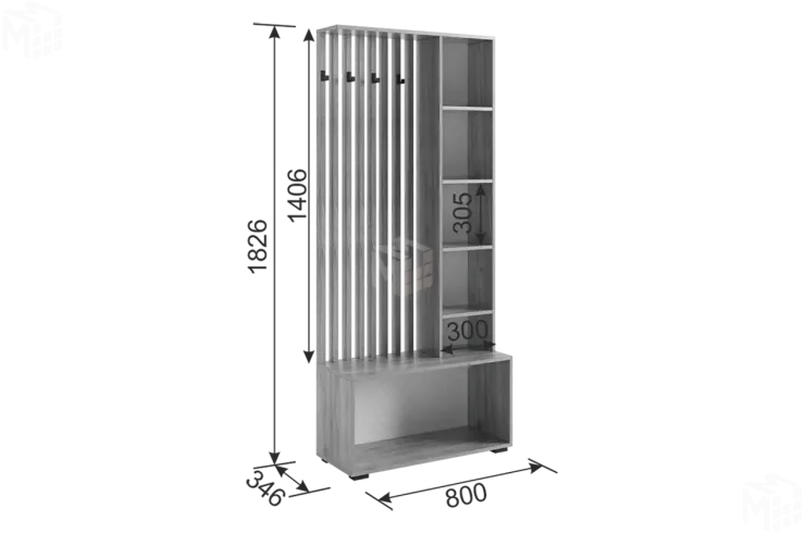 Прихожая Бери дуб крафт золотой/графит