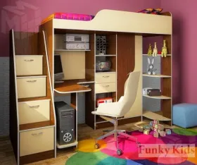 Кровать-чердак Фанки Кидз 15 + лестница-комод 13/8СВ