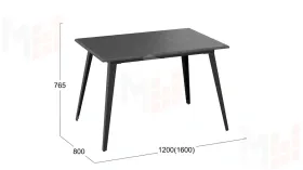 Стол обеденный Равенна Тип 1 Черный муар, Серый бетон