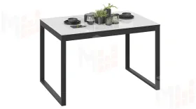 Стол обеденный Маркус Тип 1 Черный муар, Стекло белый мрамор