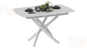 Стол обеденный раздвижной Манхеттен Т1 Белый муар, Стекло матовое белое