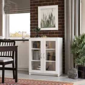 2.02.03.360.1 СИРИУС тумба 2 двери со стеклом 78х95 белая RU