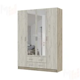 Шкаф 4х створчатый Гармония ШК-602М дуб крафт белый - дуб крафт серый