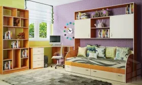 Детская кровать Фанки Кидз 13/7 + мост надкроватный 13/62