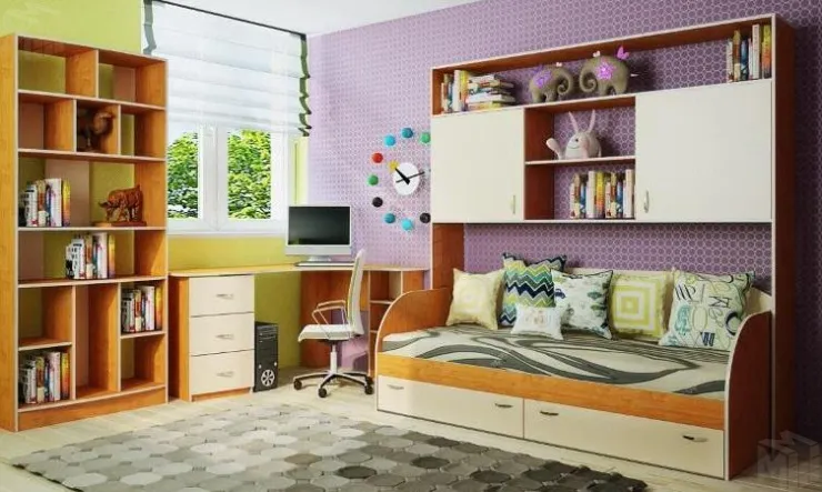 Детская кровать Фанки Кидз 13/7 + мост надкроватный 13/62