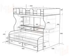 Кровать-чердак Фанки Кидз-19 + комод-лестница 13/8СВ