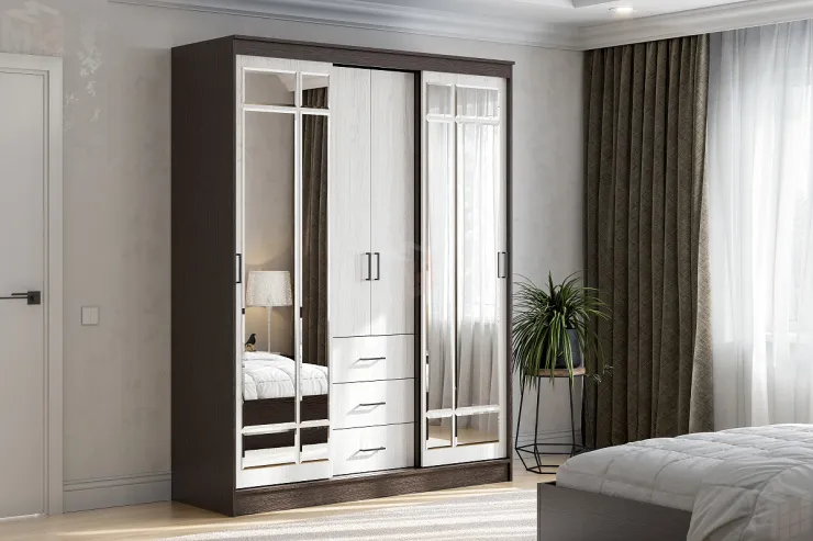 Шкаф-купе ШКП 1 Дуб Венге / Ясень Анкор Светлый