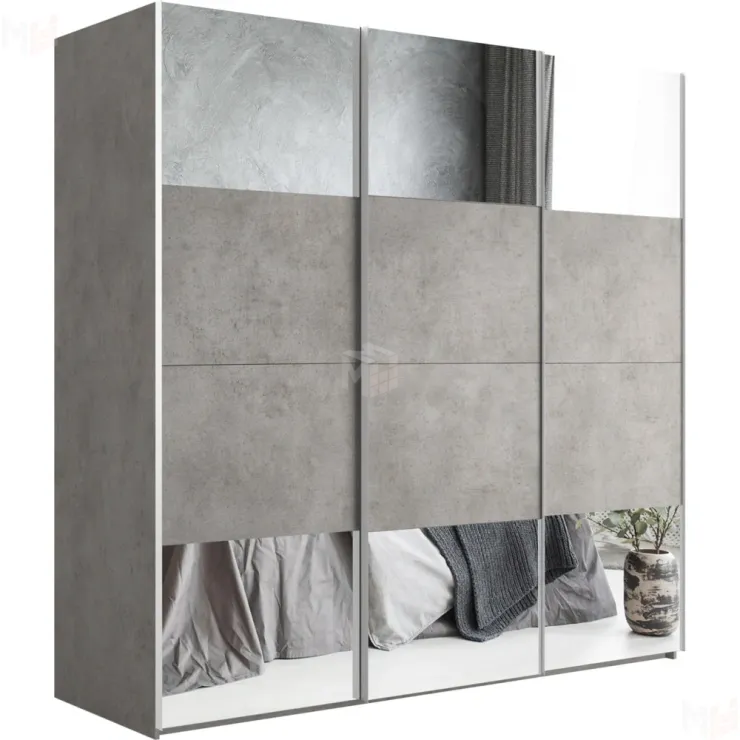 Шкаф-купе Эста 3-х дверный Комби (6 Зеркал / 6 ЛДСП)  240 см.