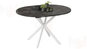 Стол обеденный раздвижной Мэдисон Тип 1 Белый муар, Ателье темный