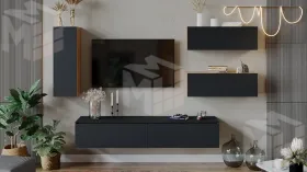 Гостиная Глосс №7 -  ГН 319.07 Яблоня Беллуно, Стекло Графит матовый