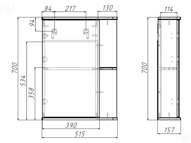 Шкаф-зеркало Норма 1-50 левый/правый Айсберг
