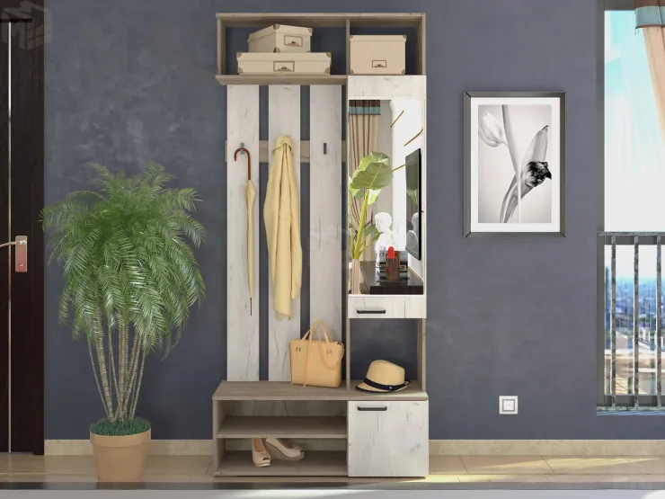 Прихожая Орион 2 Дуб Серый Крафт/Дуб Белый Крафт 