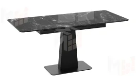 Стол обеденный Бридж Черный муар, Стекло глянцевое черный мрамор