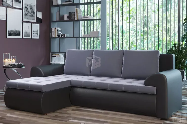 Угловой диван Ванкувер (левый) Серый, Черный