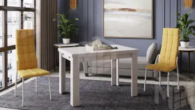 Стул Кредо Белый муар, Микровелюр Боска 09 Горчичный