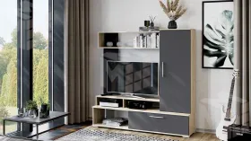 Стенка для гостиной Сиена Дуб Сонома, Графит Серый