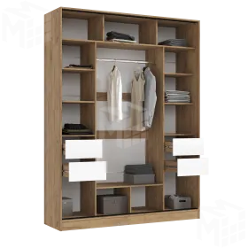 Шкаф-купе Роджина (крафт золотой/белый глянец)