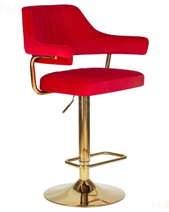 Стул барный DOBRIN CHARLY GOLD (красный велюр (MJ9-45))