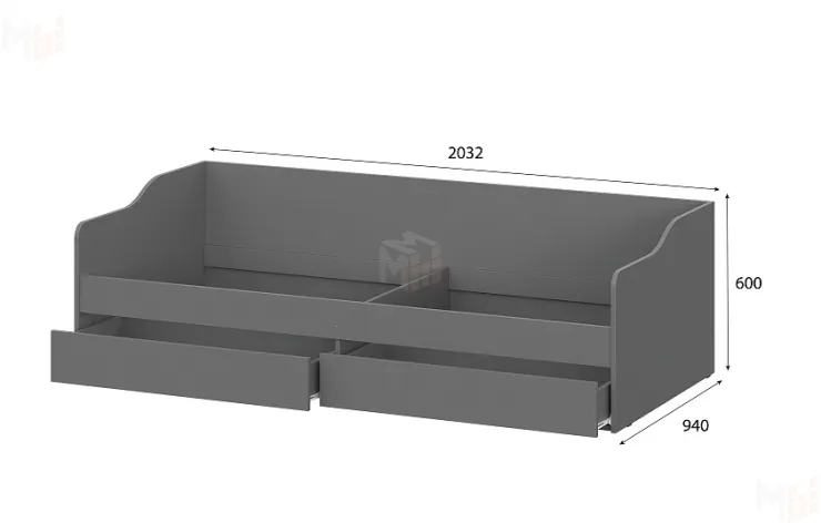 Кровать КР 2 (универсальная) Графит серый